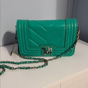 Badgley Mischka Teal Crossbody Bag with Chain Strap